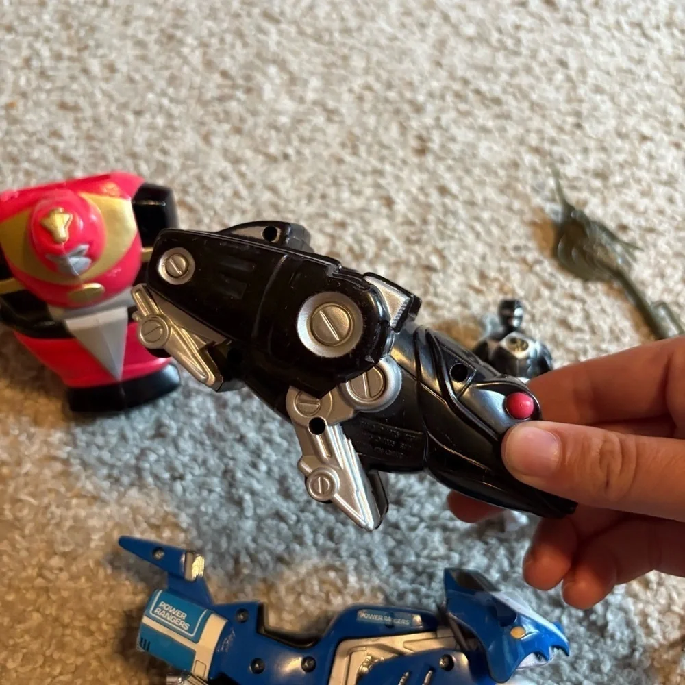 Vintage Power Ranger Action Figure Set Motorcycle Triceratops Battle Bike